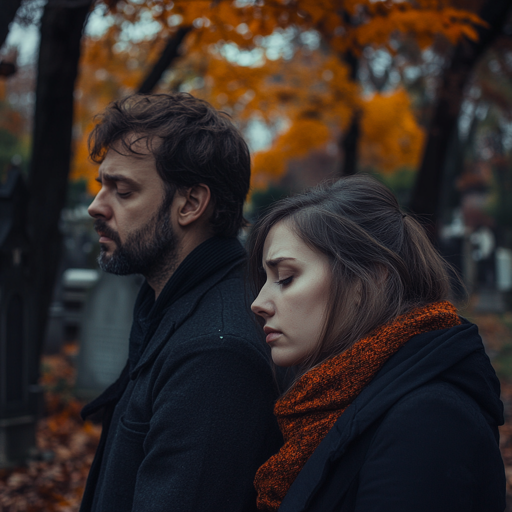 A man and his wife at a cemetery | Source: Midjourney