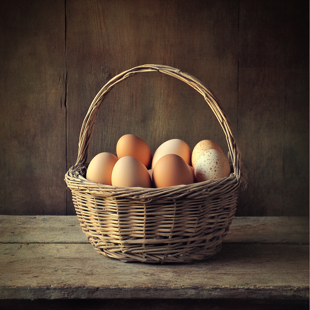 A basket of eggs | Source: Midjourney