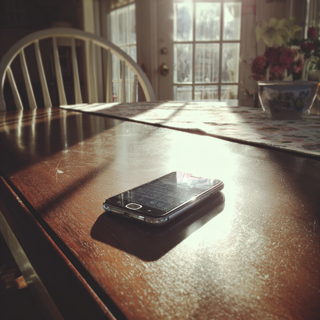 A cellphone on a table | Source: Midjourney