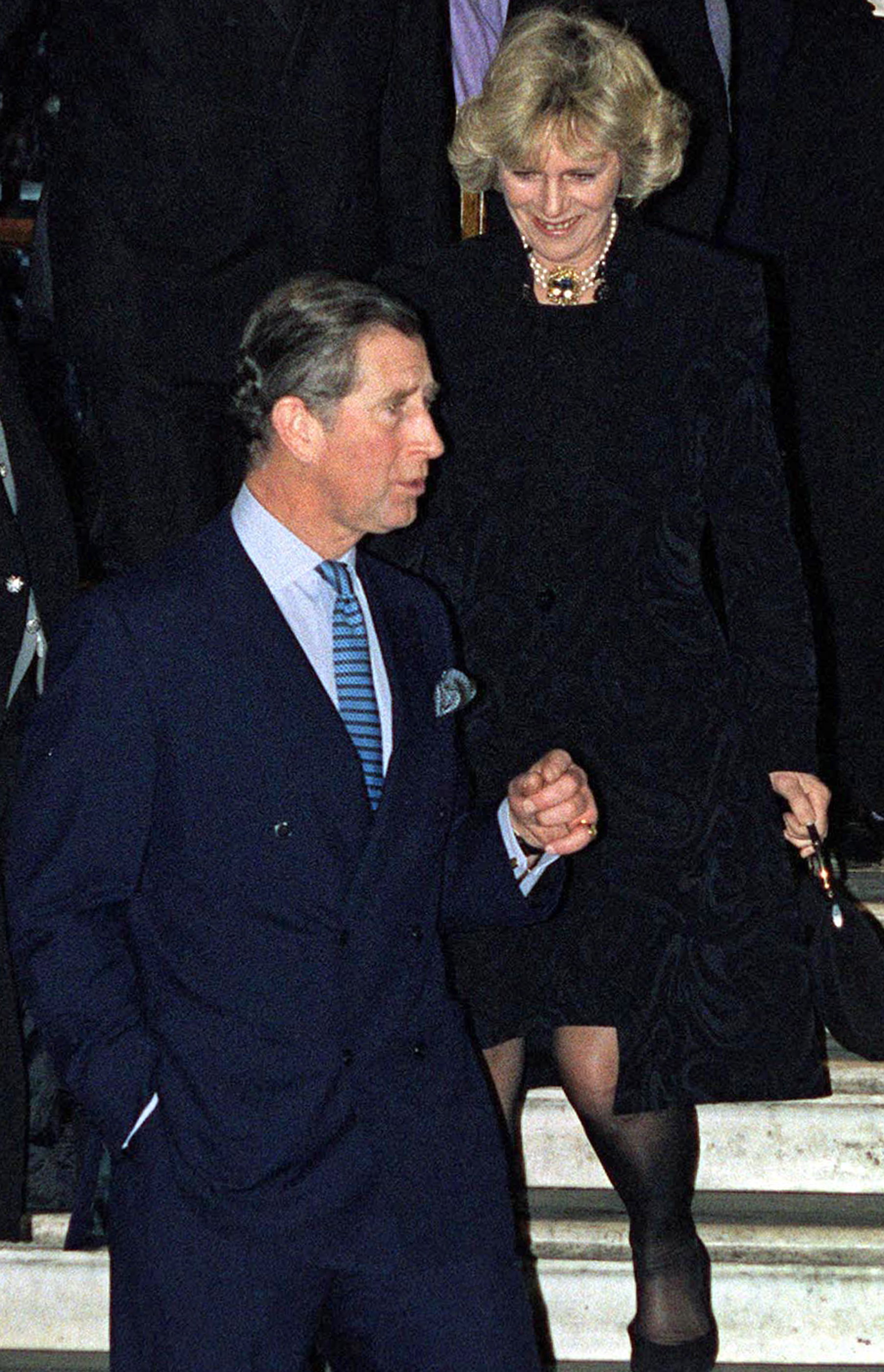 King Charles and Queen Camilla leave The Ritz Hotel in London After A Birthday Party For Her Sister, Annabel, circa 1999. | Source: Getty Images