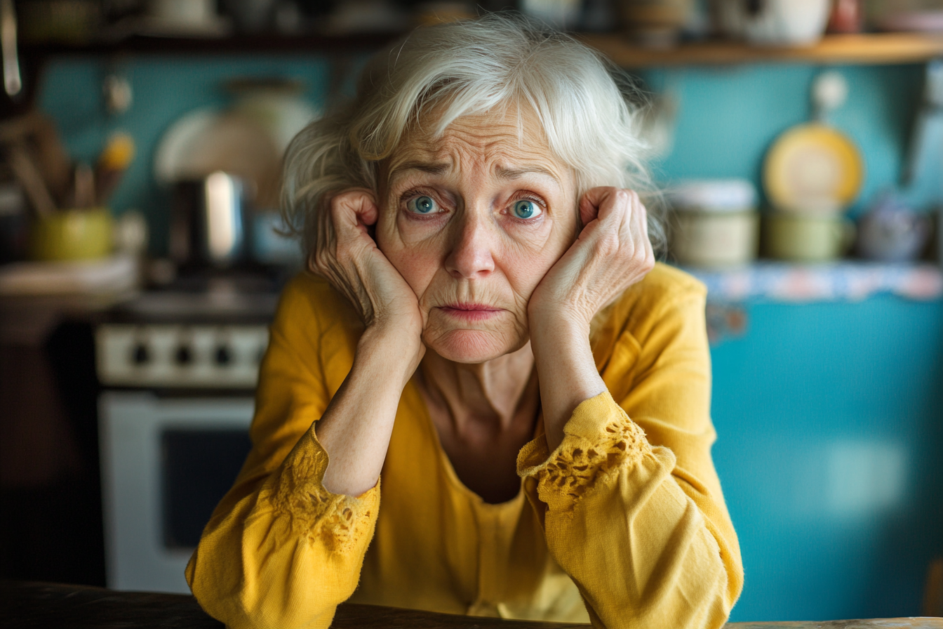 Une femme inquiète dans sa cuisine | Source : Midjourney