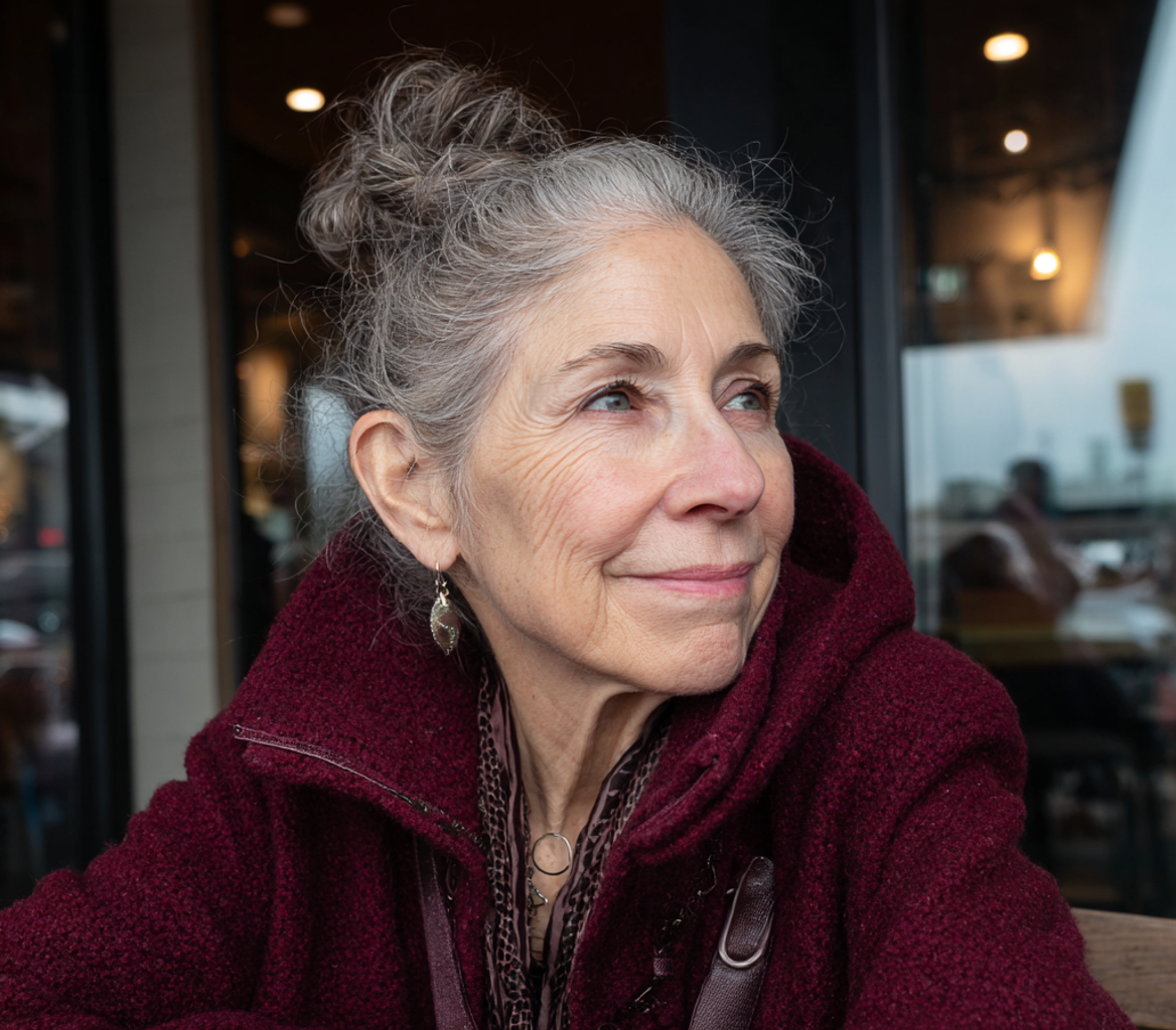 An older woman sitting in a coffee shop | Source: Midjourney