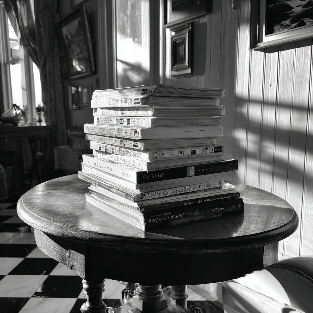 A stack of books on a table | Source: Midjourney