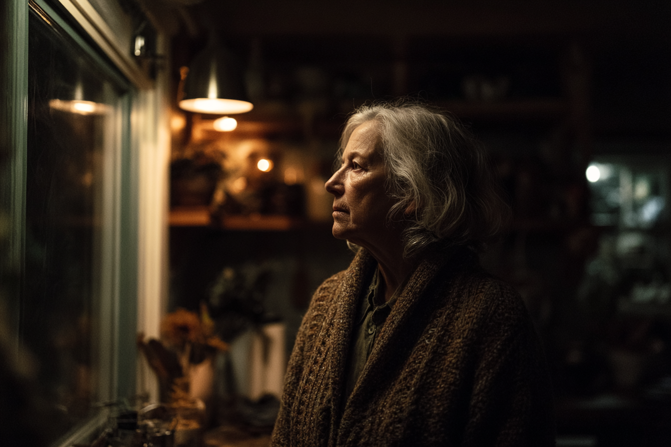 A woman standing near a kitchen window | Source: Midjourney