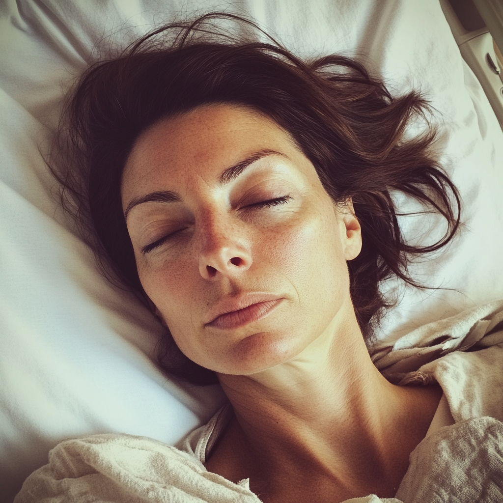 A woman lying in a hospital bed | Source: Midjourney