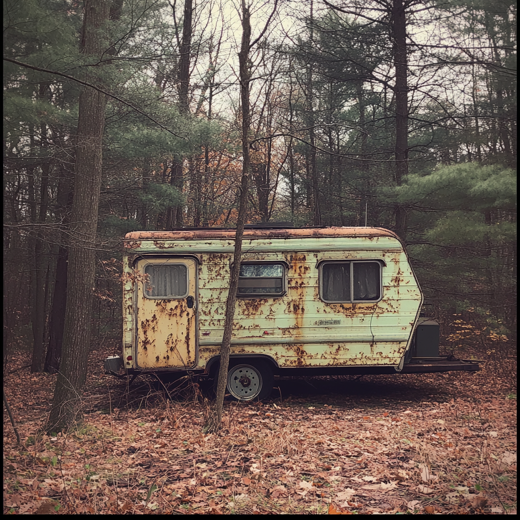 An old trailer in the woods | Source: Midjourney