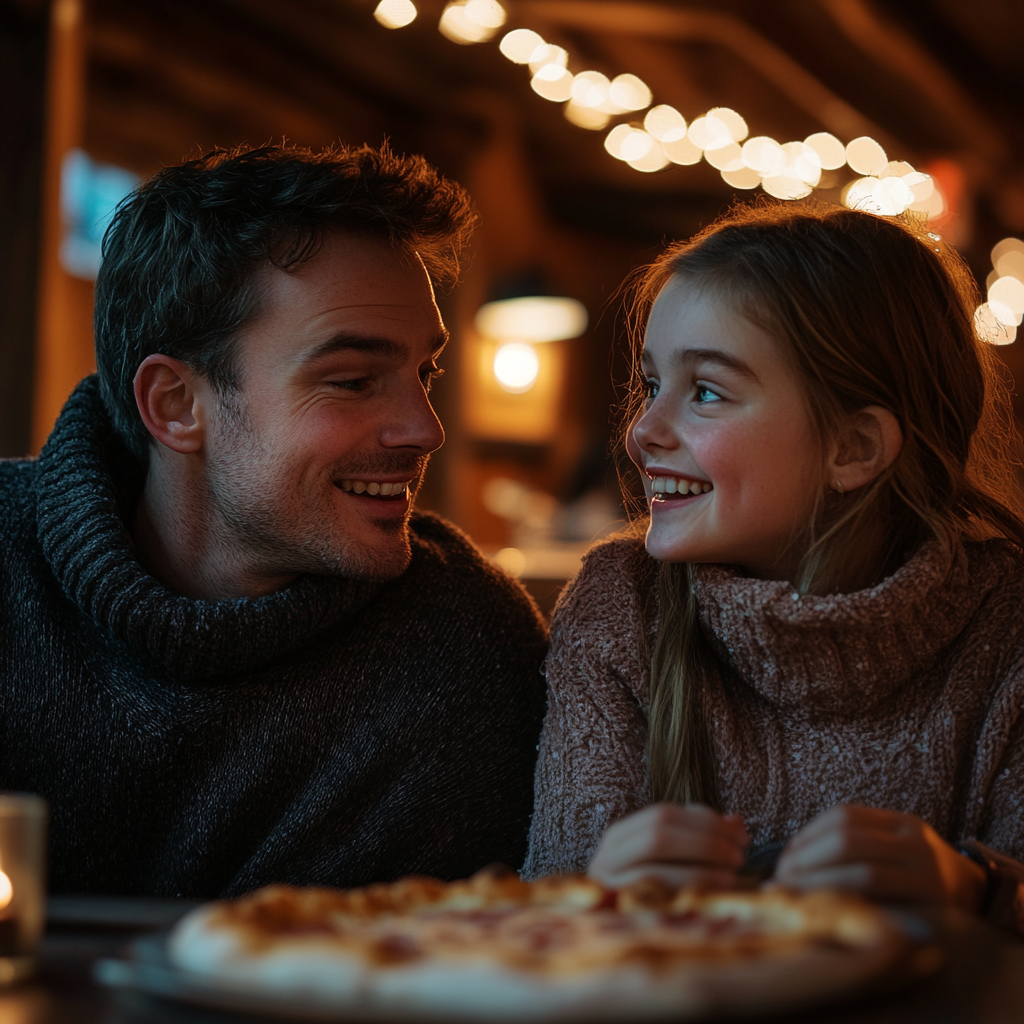 A father-daughter duo enjoying pizza | Source: Midjourney