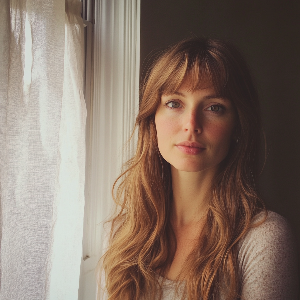 A woman standing by a window | Source: Midjourney