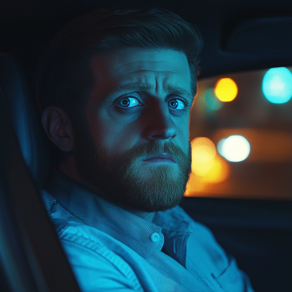 A man sitting in a taxi | Source: Midjourney