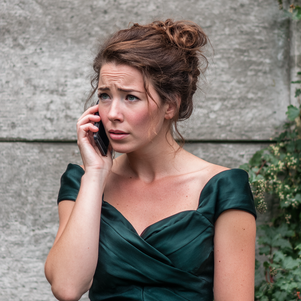 A concerned woman talking on a cellphone | Source: Midjourney