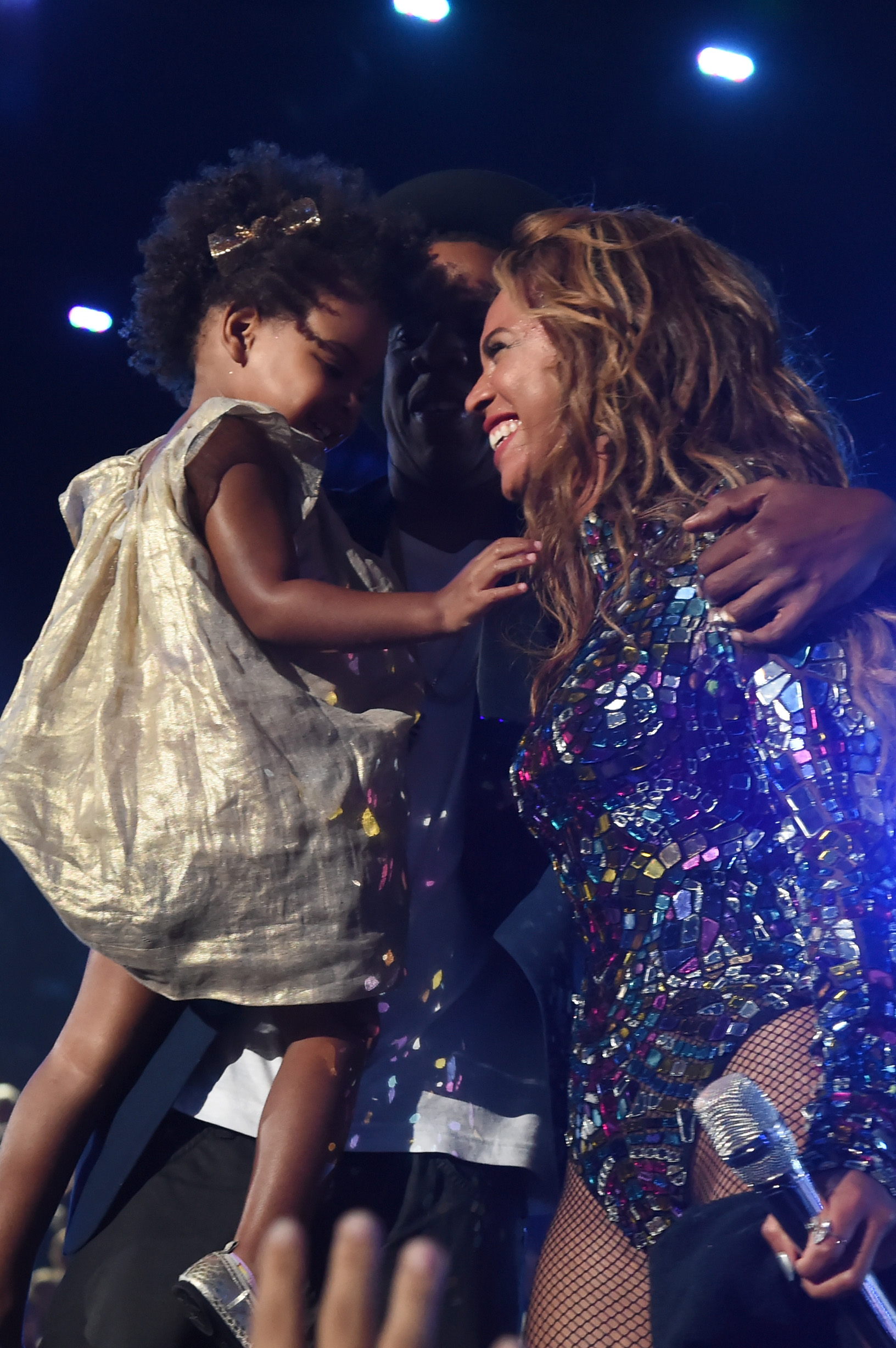 Blue Ivy Carter, Jay Z, and Beyoncé performs onstage during the 2014 MTV Video Music Awards at The Forum on August 24, 2014 in Inglewood, California. | Source: Getty Images