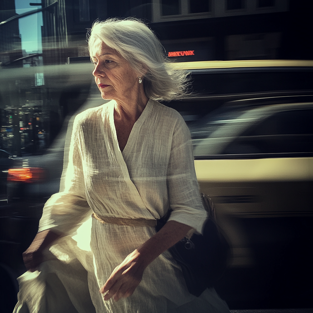 A woman getting into a cab | Source: Midjourney