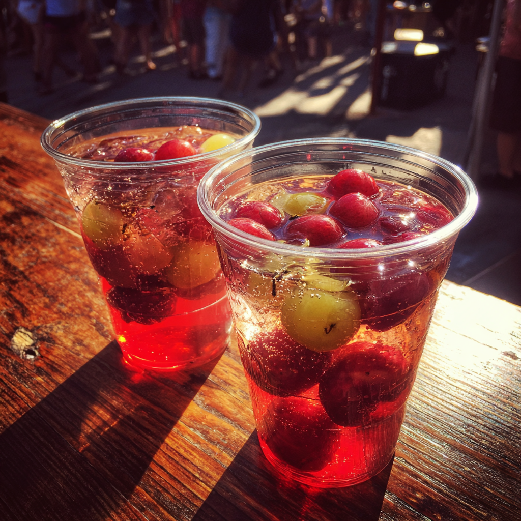Two clear cups of sangria | Source: Midjourney