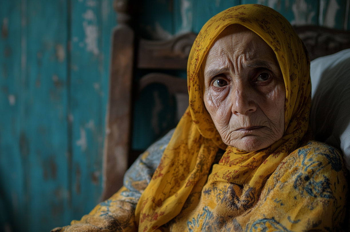 A woman sitting in bed | Source: Midjourney