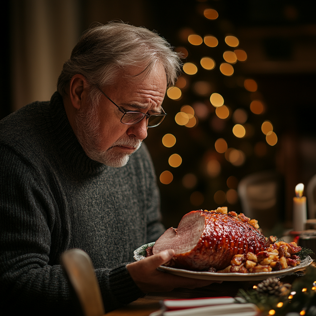 A man holding a platter with ham | Source: Midjourney