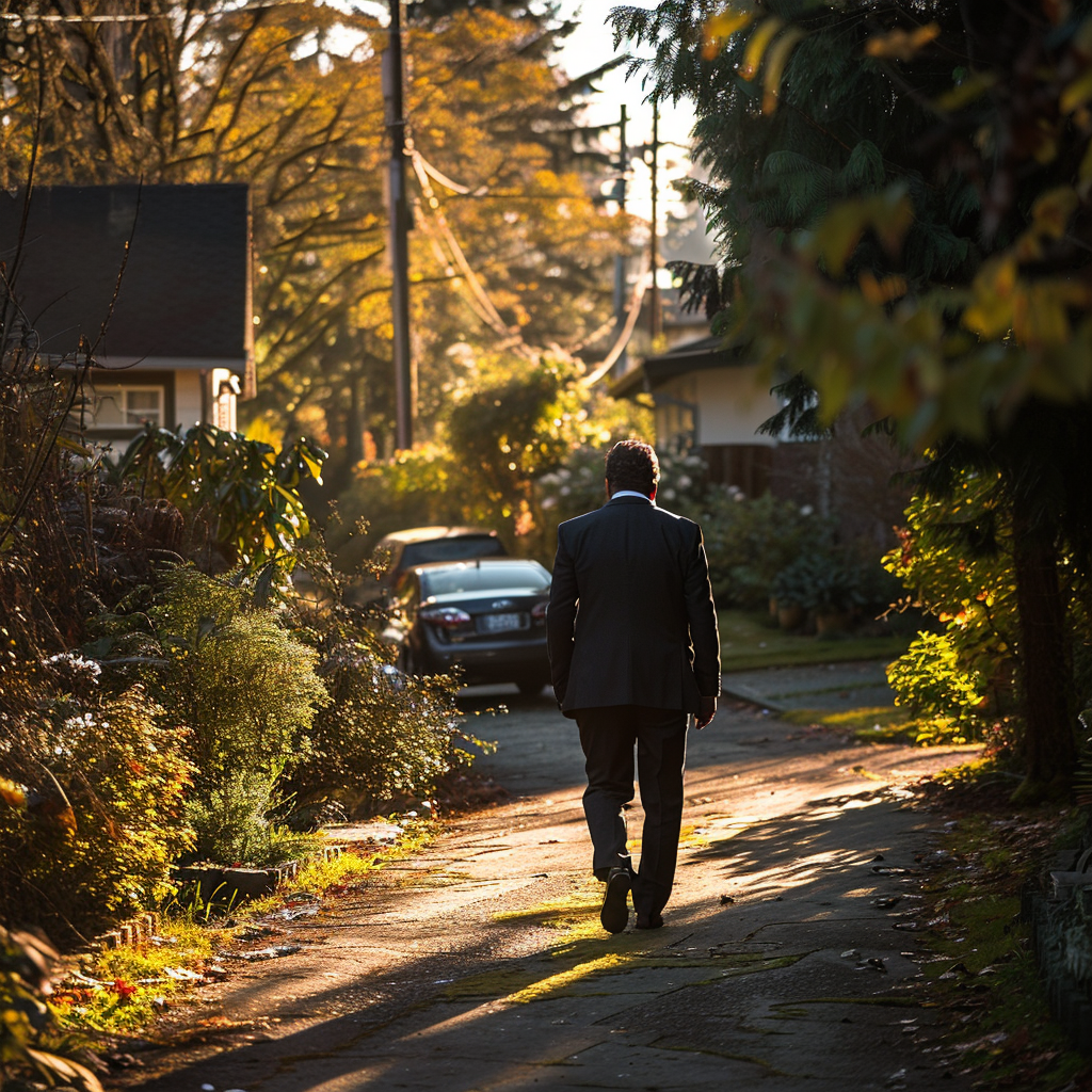 A man in a suit walking | Source: Midjourney