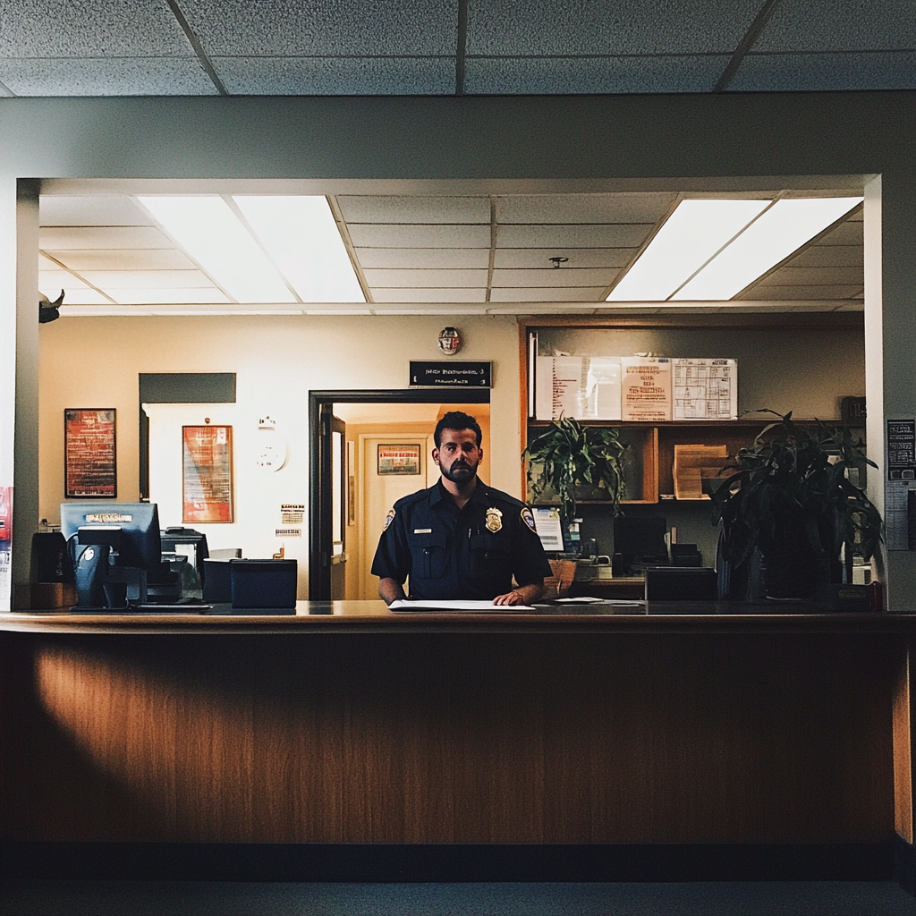 A police officer at a front desk | Source: Midjourney