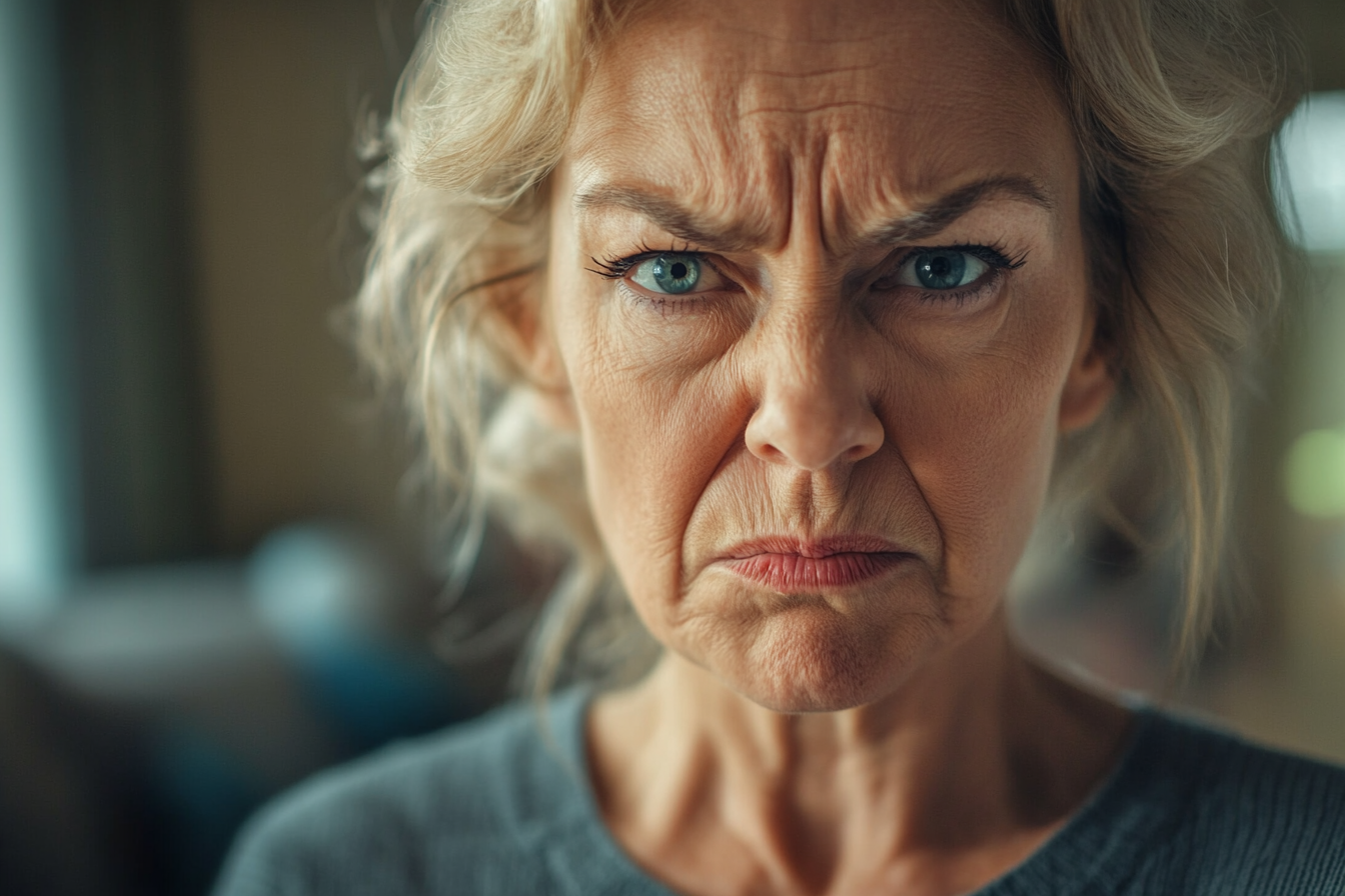 Close up of a mature woman glaring fiercely at something | Source: Midjourney