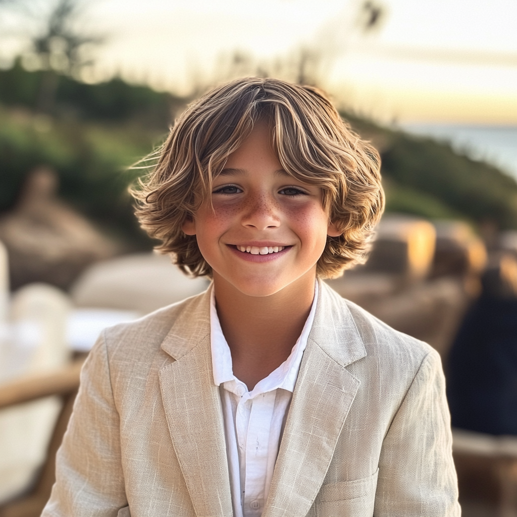 A smiling little boy on the beach | Source: Midjourney