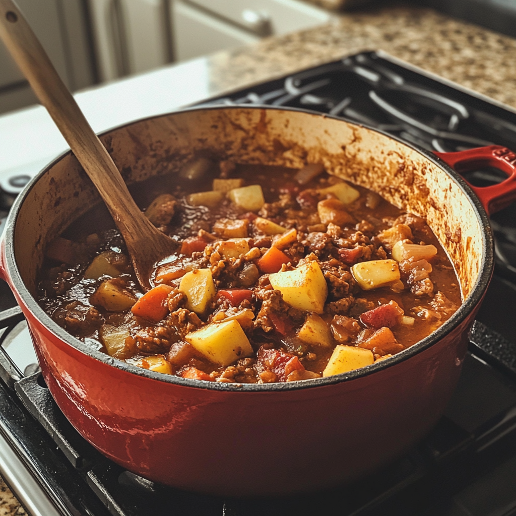 A pot of stew on a stove | Source: Midjourney