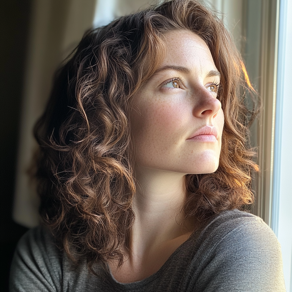 A woman looking out of a window | Source: Midjourney