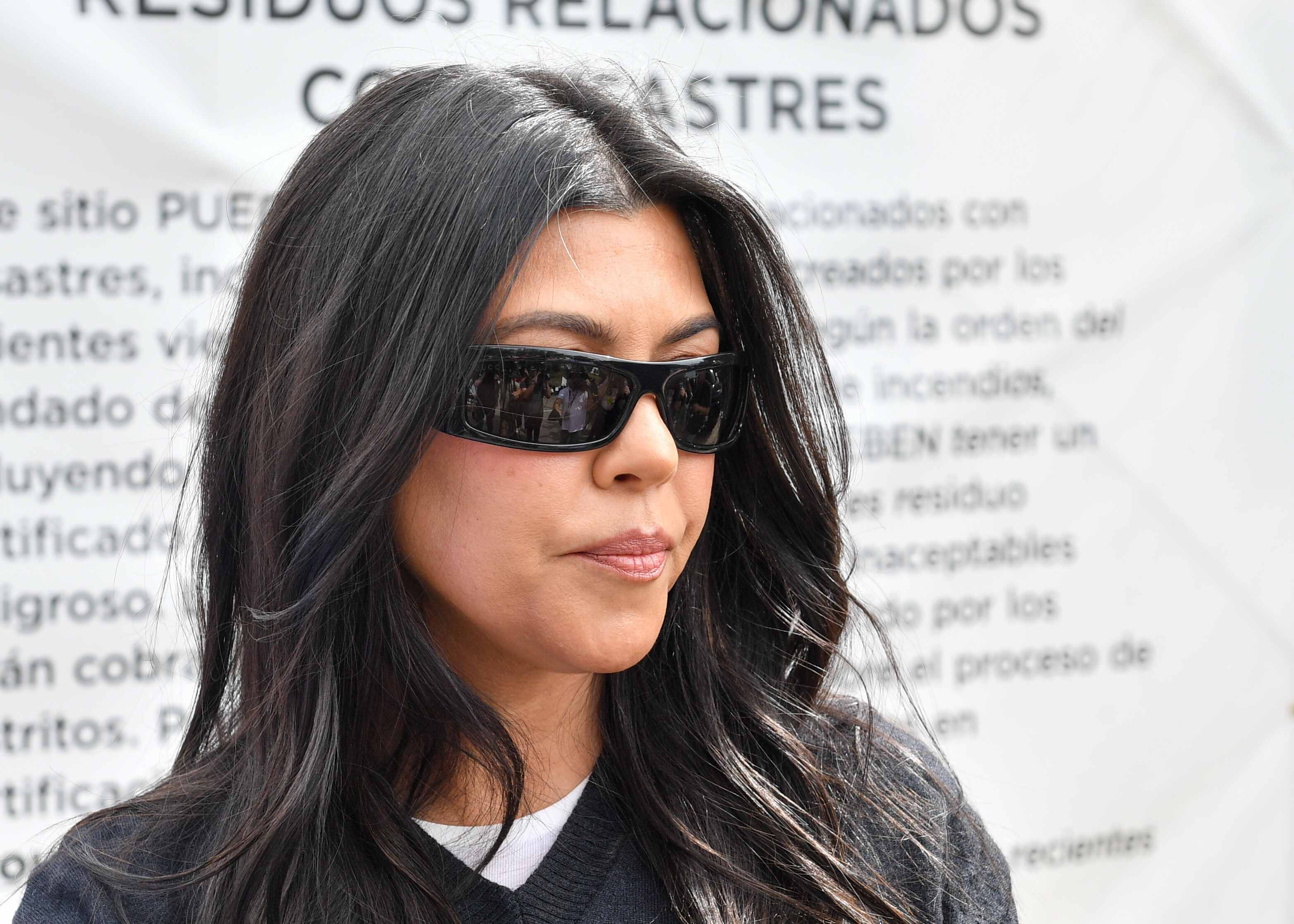 Kourtney Kardashian Barker seen at a protest to stop recent wildfire waste being sent to the Calabasas Landfill on February 27, 2025, in Los Angeles, California. | Source: Getty Images