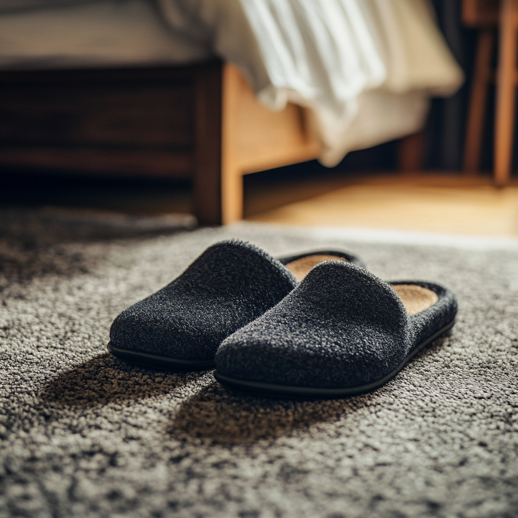 A pair of men's slippers | Source: Midjourney