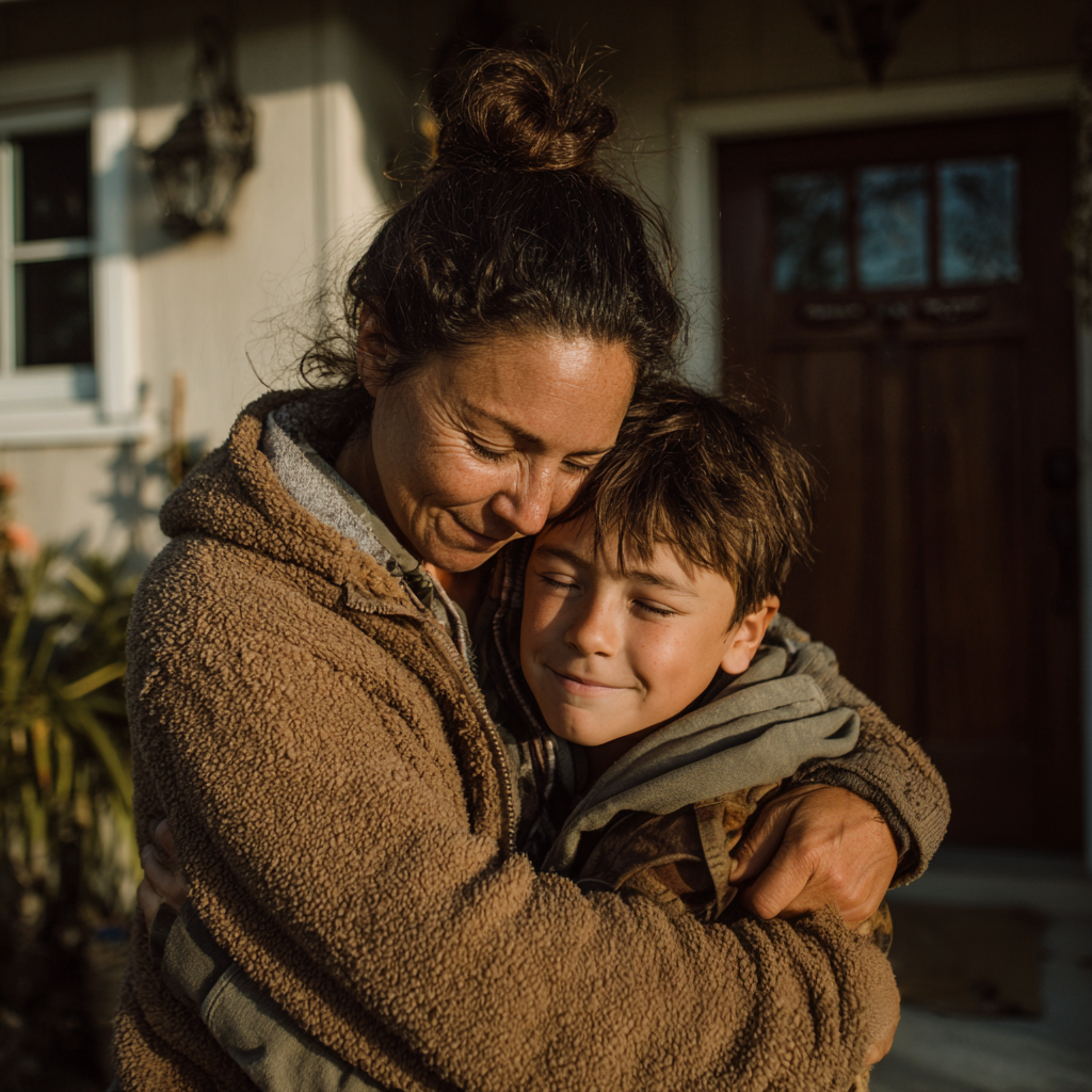 A woman welcoming a little boy | Source: Midjourney