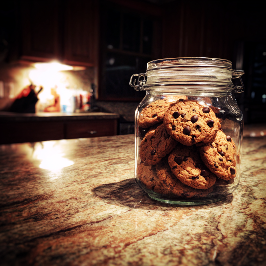 A jar of chocolate chip cookies | Source: Midjourney