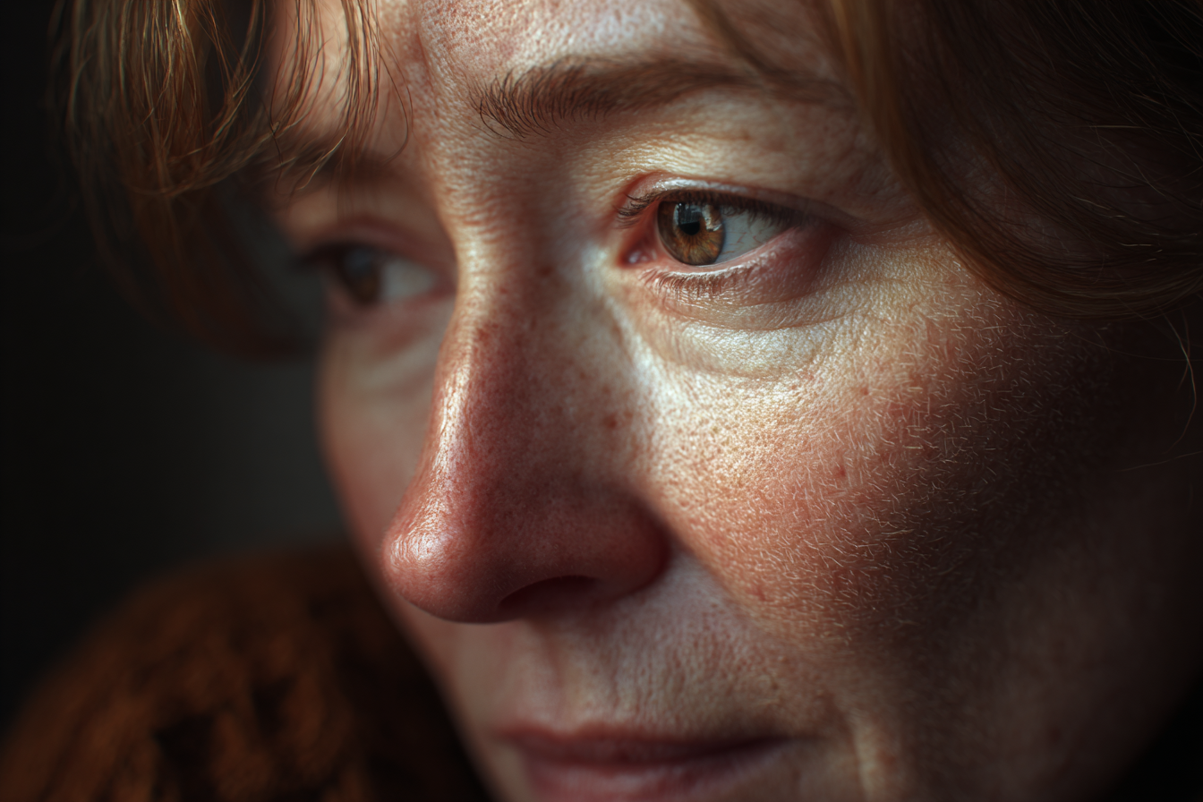 A close-up shot of a woman's face | Source: Midjourney
