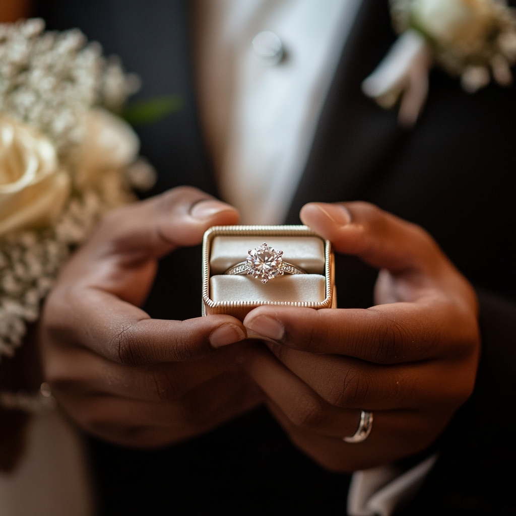 A man holding a ring box | Source: Midjourney