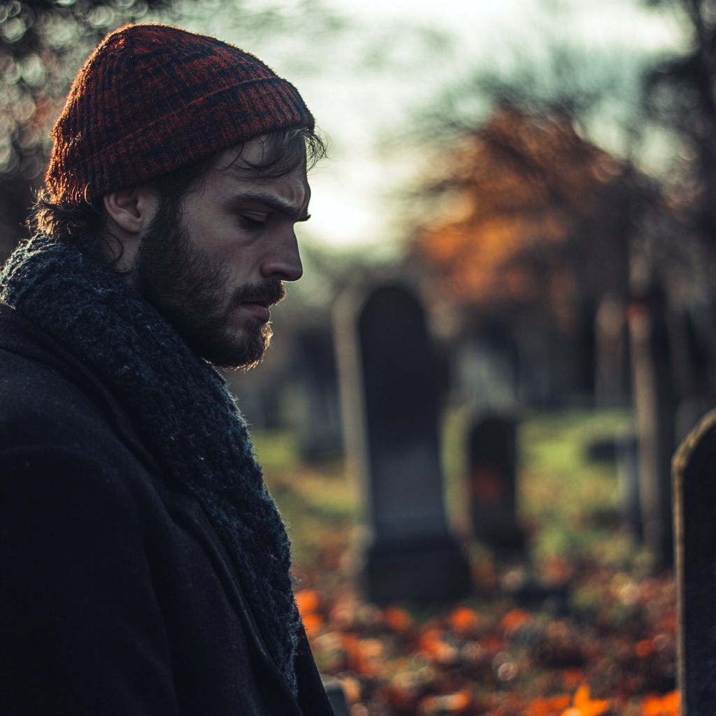 A man at a cemetery | Source: Midjourney