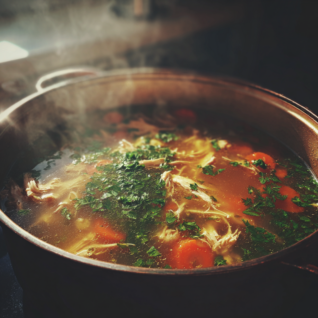 A pot of chicken soup | Source: Midjourney