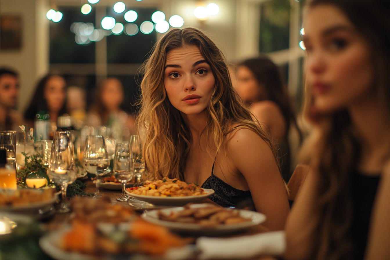 People seated at a dinner table | Source: Midjourney