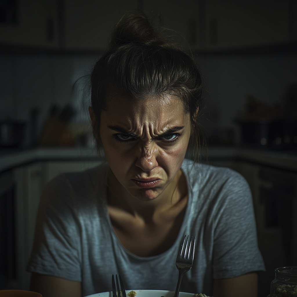 An angry woman holding a fork | Source: Midjourney