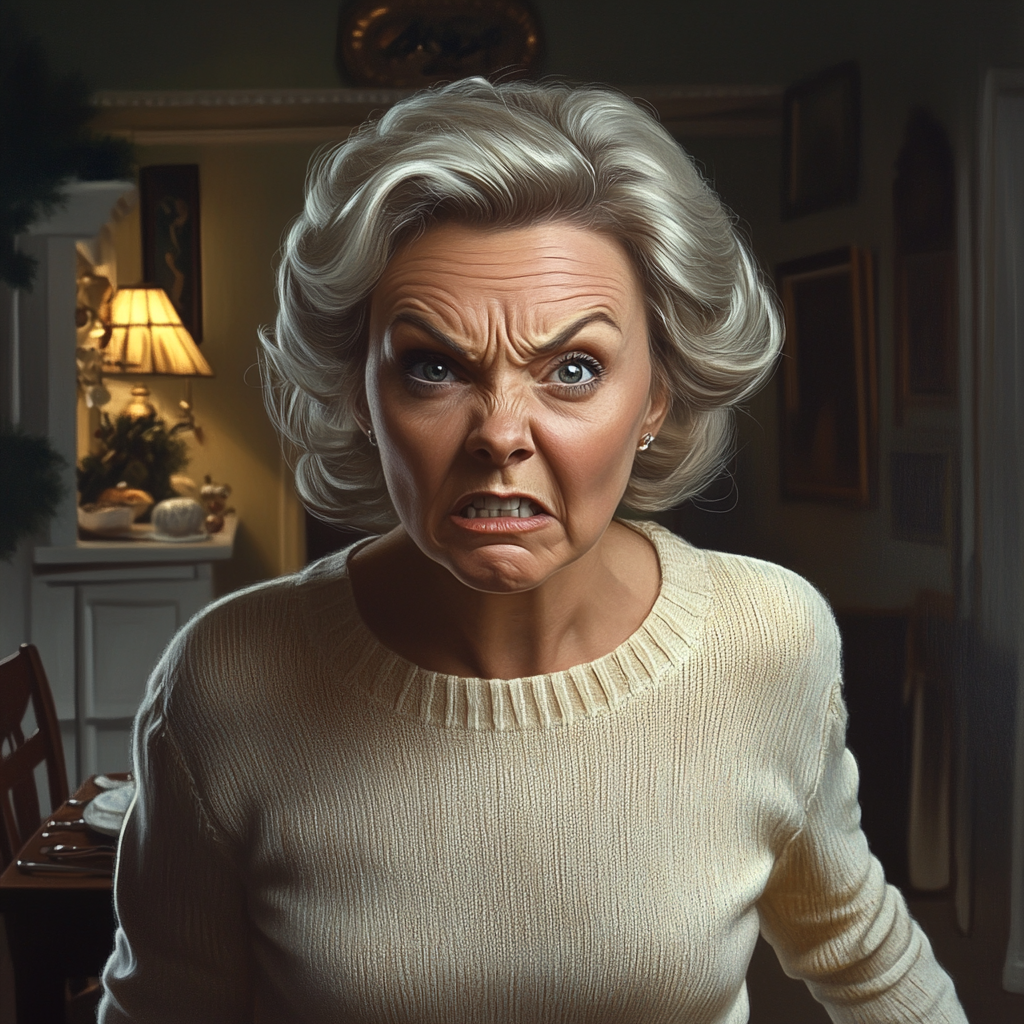 An angry older woman clenching her teeth | Source: Midjourney