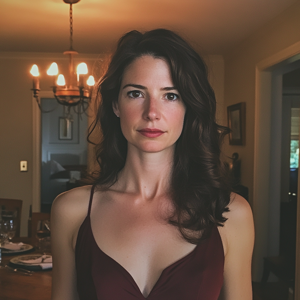 A woman standing in a dining room | Source: Midjourney