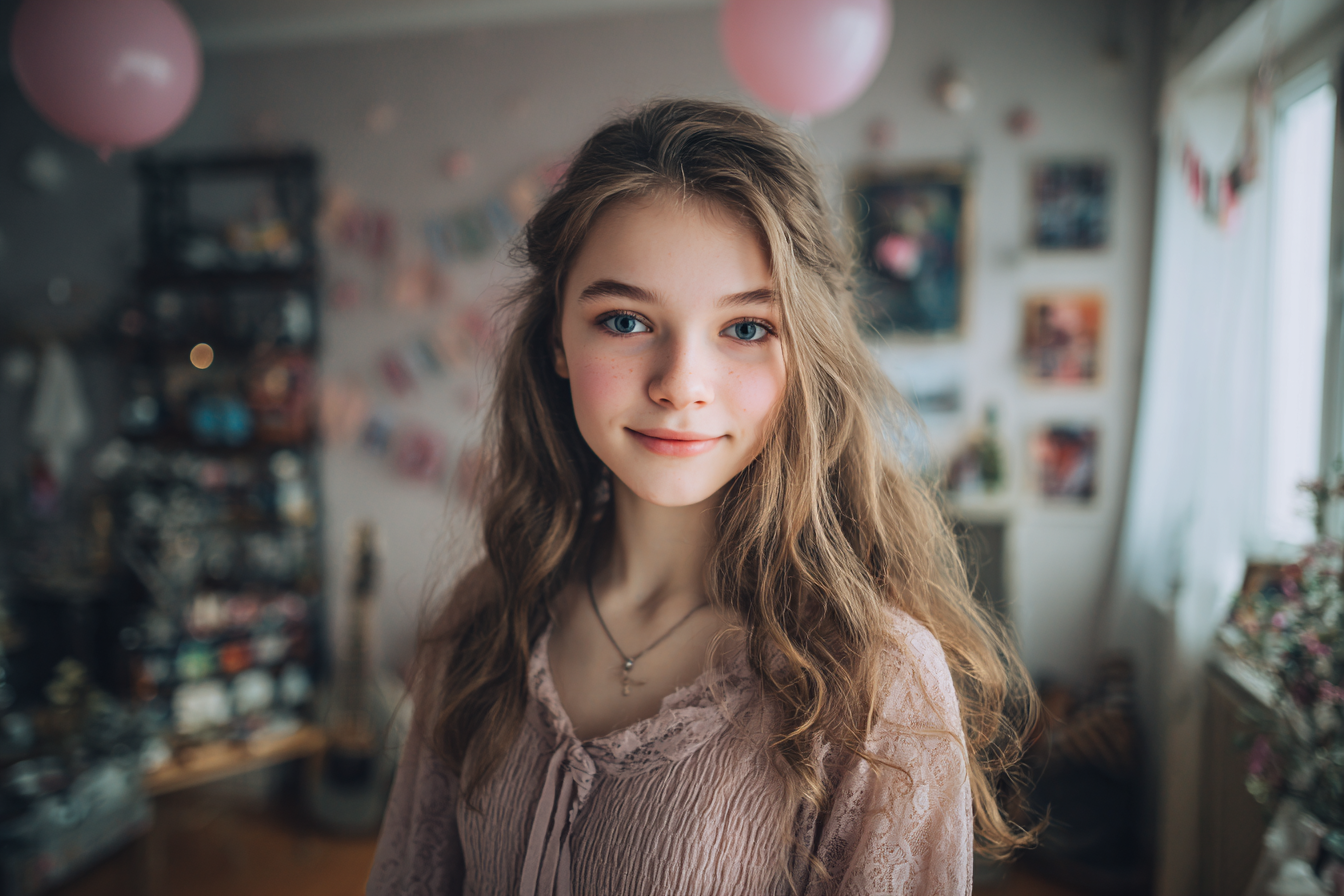 A girl at her birthday party | Source: Midjourney
