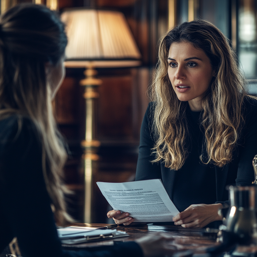 Woman in an office meeting with the CEO | Source: Midjourney