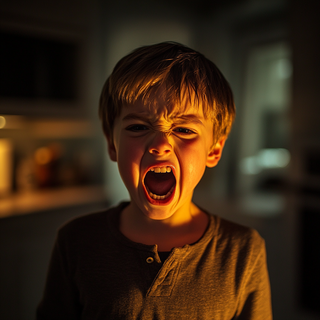 An upset screaming boy | Source: Midjourney