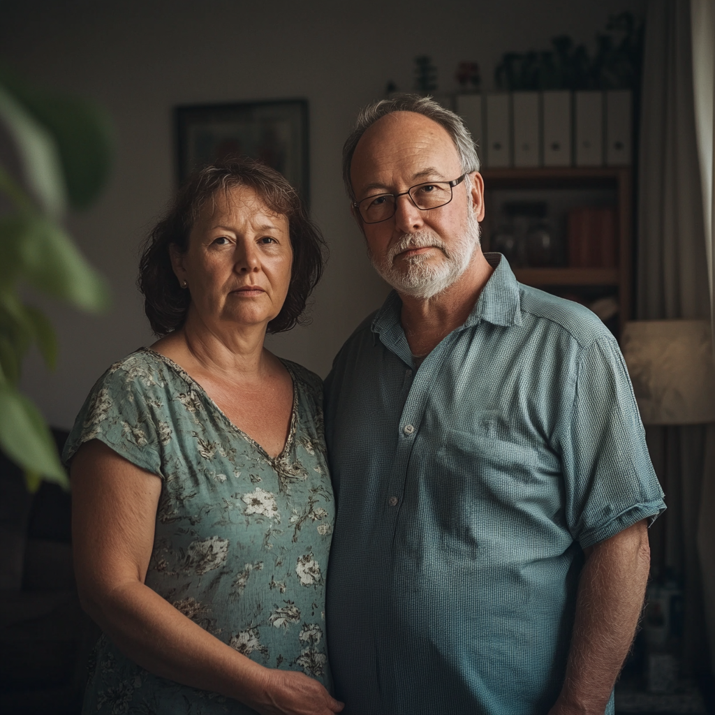 Judgemental parents in their living room | Source: Midjourney