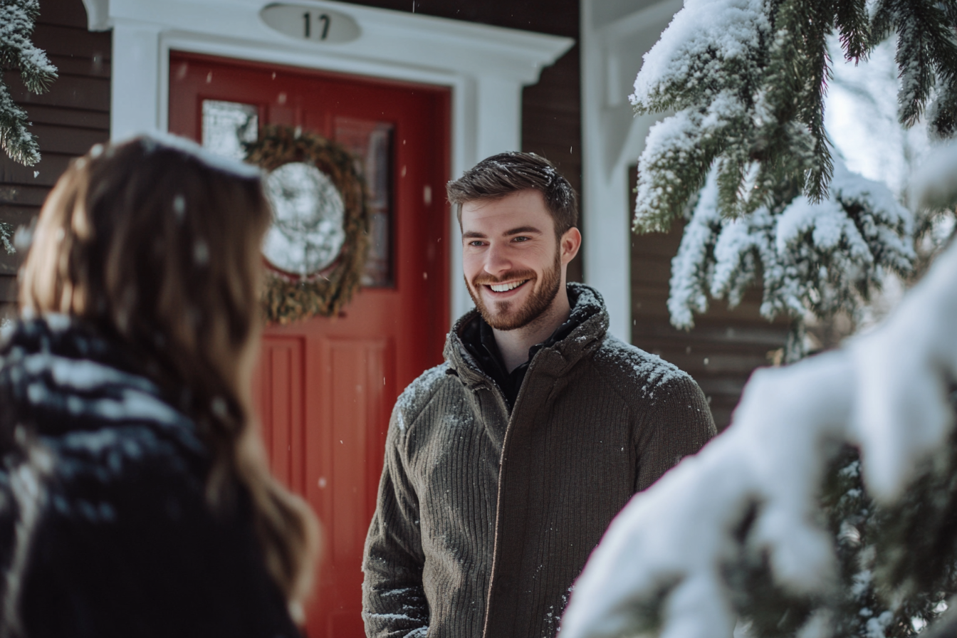 A man smiling at a woman | Source: Midjourney