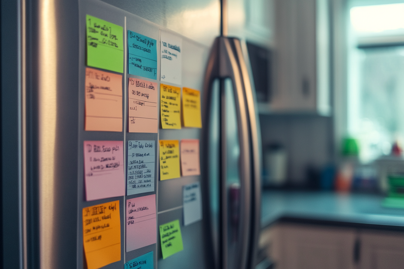 Notes on a refrigerator | Source: Midjourney