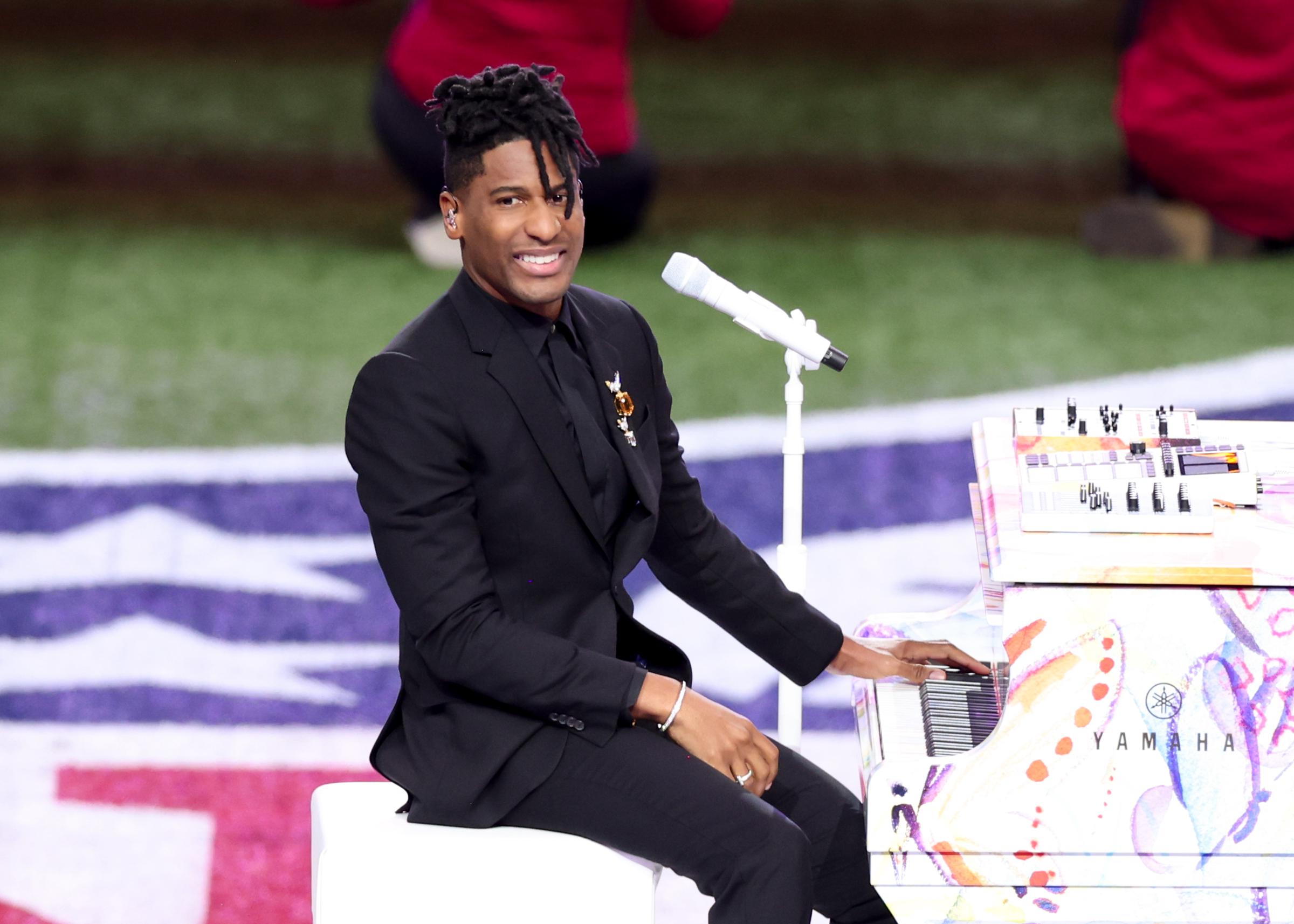 Jon Batiste pictured during the Super Bowl LIX Pregame on February 9, 2025, in New Orleans, Louisiana. | Source: Getty Images