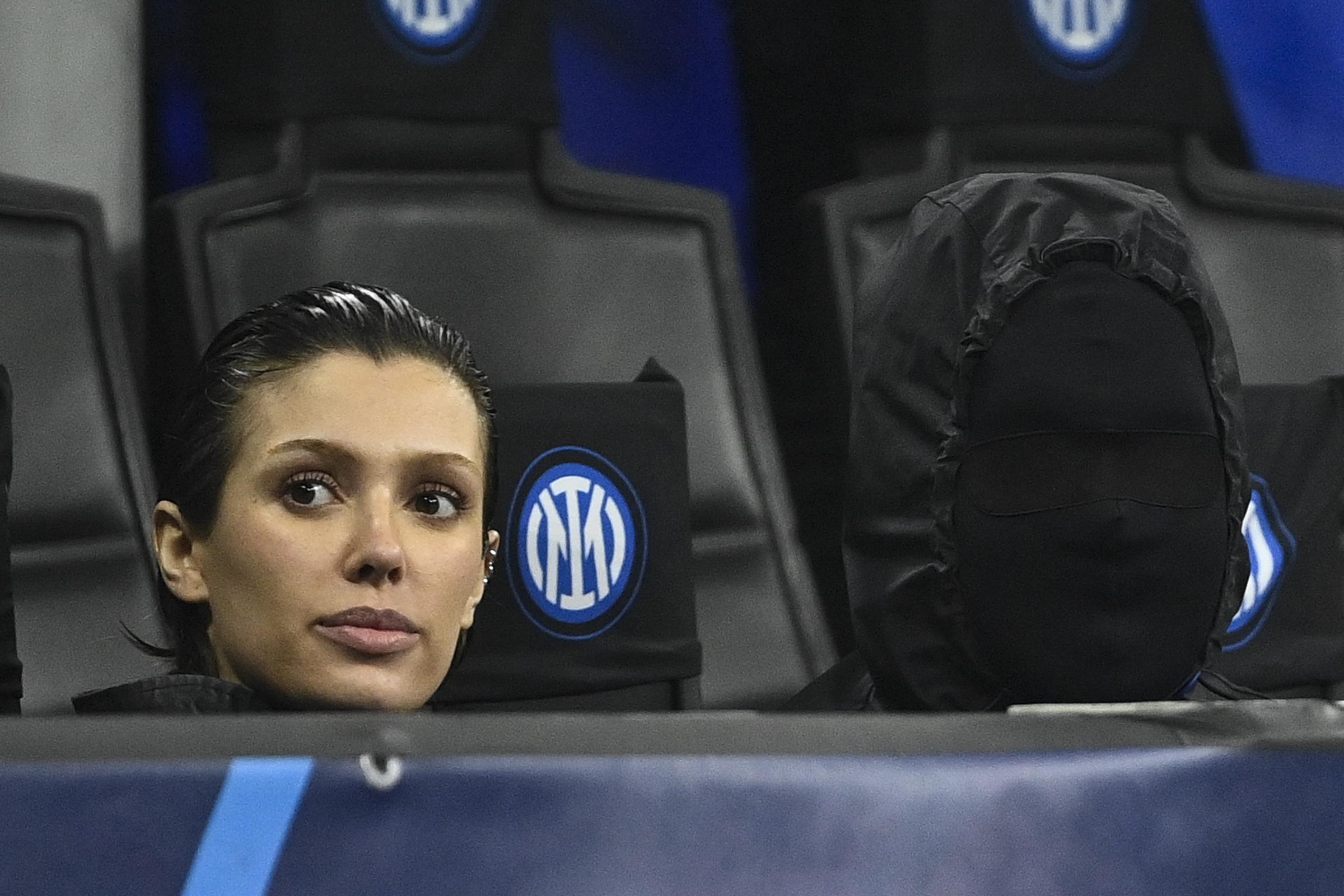 Bianca Censori and Kanye West during the UEFA Champions League 2023/24 round of 16 first leg match between FC Internazionale and Atletico Madrid at Stadio Giuseppe Meazza on February 20, 2024, in Milan, Italy. | Source: Getty Images