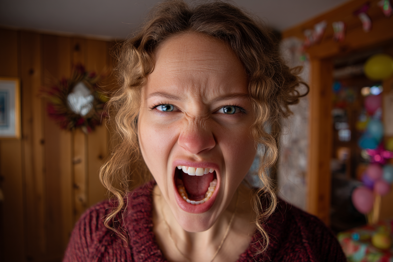 A woman yelling | Source: Midjourney