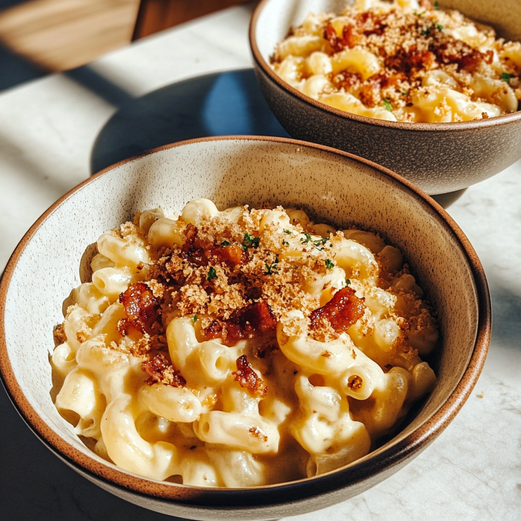 Two bowls of mac and cheese | Source: Midjourney