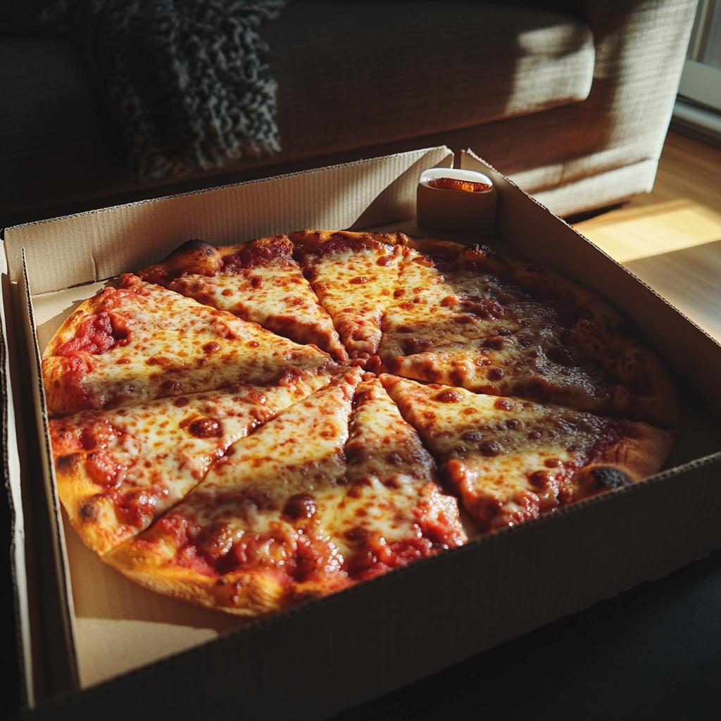 A box of pizza | Source: Midjourney