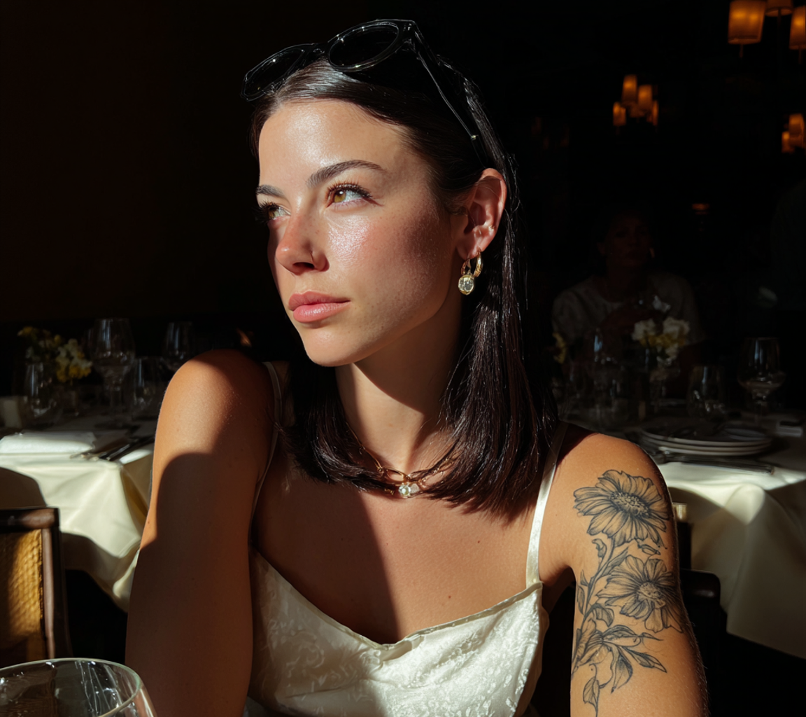 An annoyed woman sitting in a restaurant | Source: Midjourney