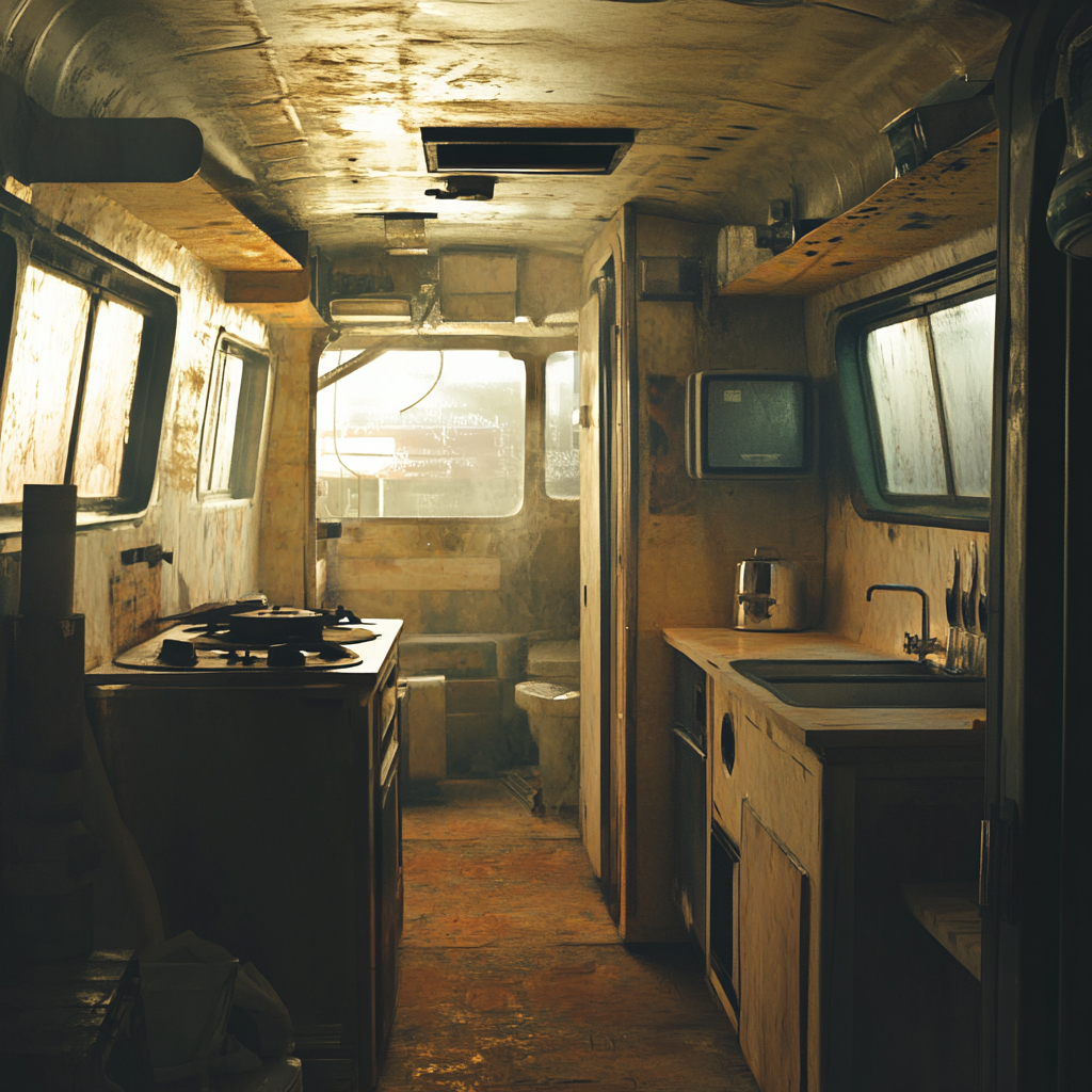 Inside an old trailer | Source: Midjourney